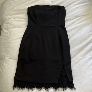LULUS Mateo Black Lace Strapless Bodycon Dress